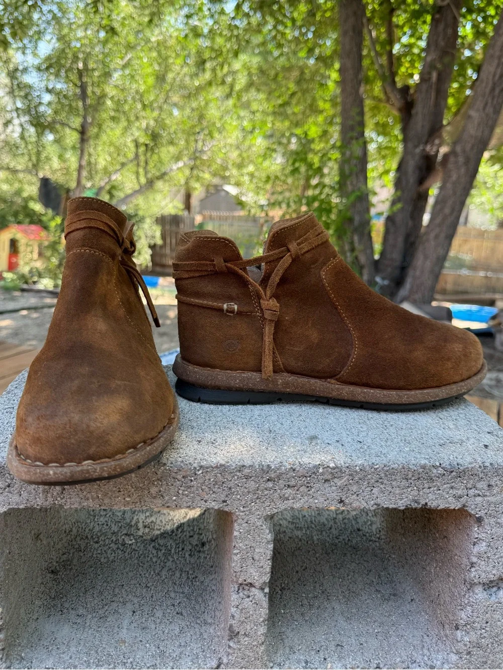 Born Tarkiln boots distressed brown suede finish